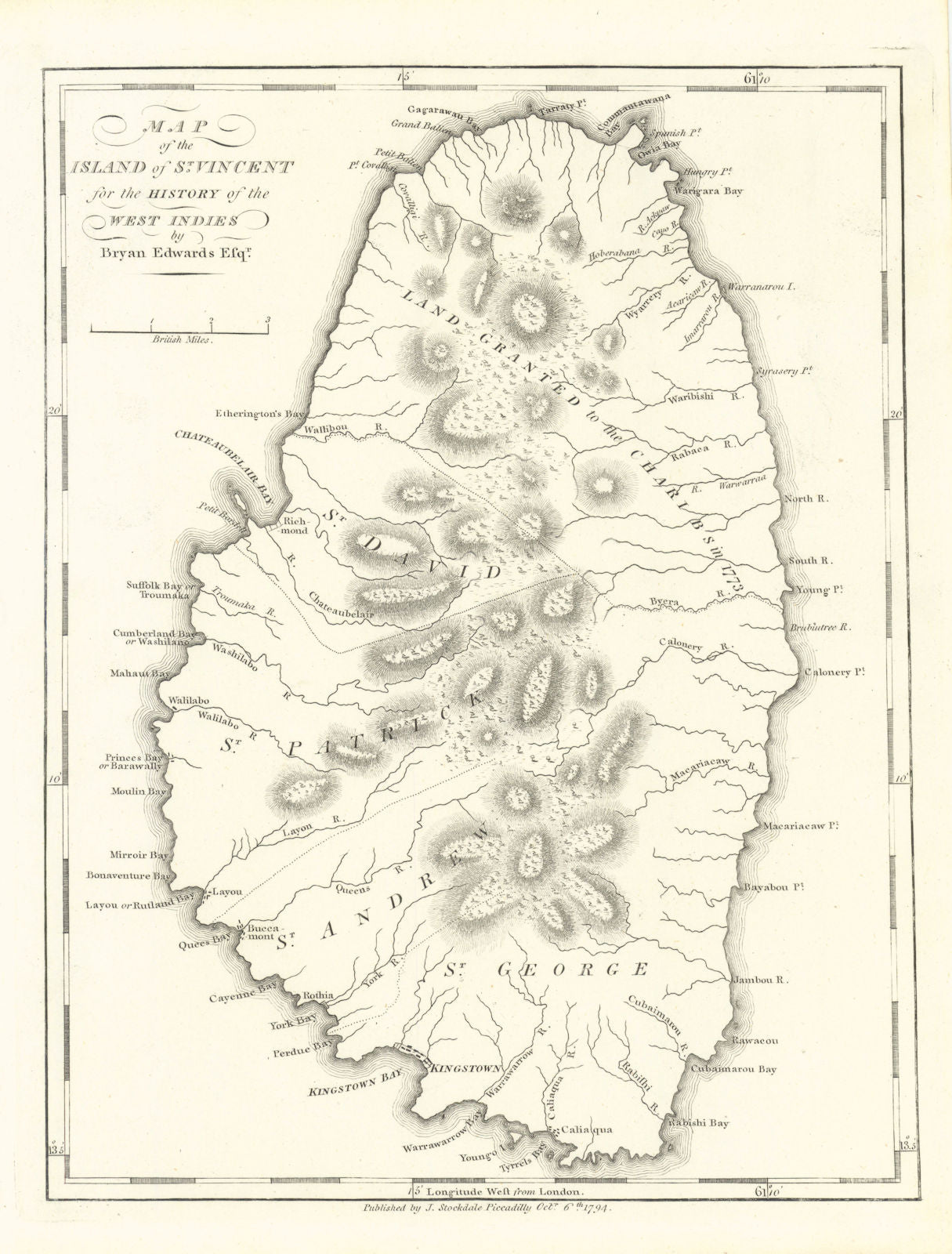 'Map of the Island of ST. VINCENT'. By Bryan EDWARDS. West Indies Caribbean 1794